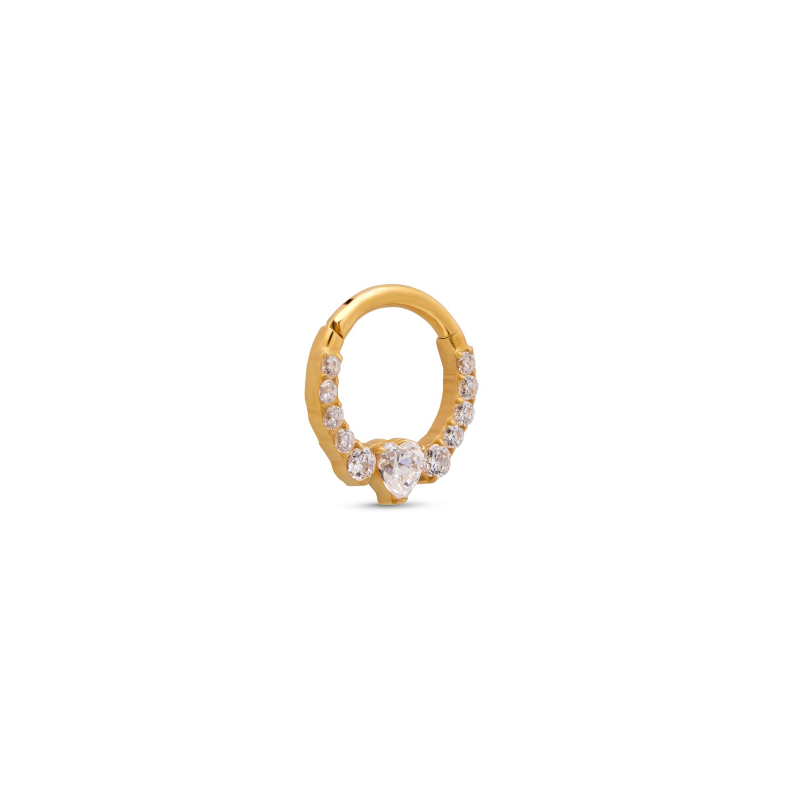 18k V-Gold Jewelled Heart Hinged Ring