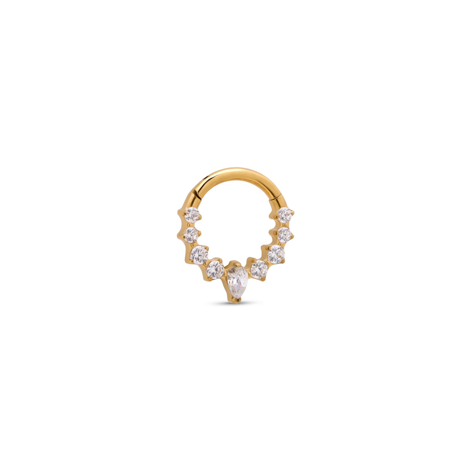18k V-Gold Forward Facing Jewelled Marquise Hinged Ring