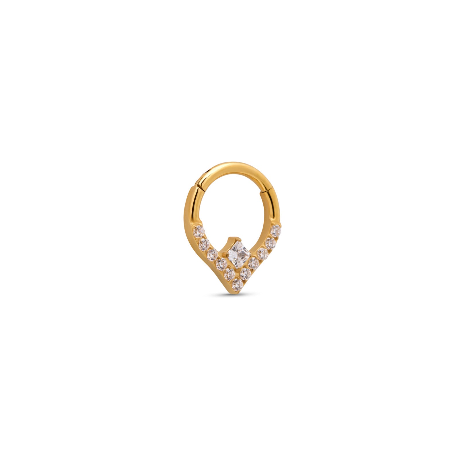 18k V-Gold Forward Facing Jewelled Hinged Ring