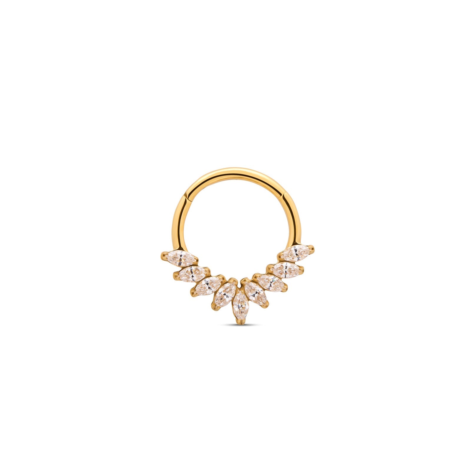18k V-Gold Flared Marquise Hinged Ring