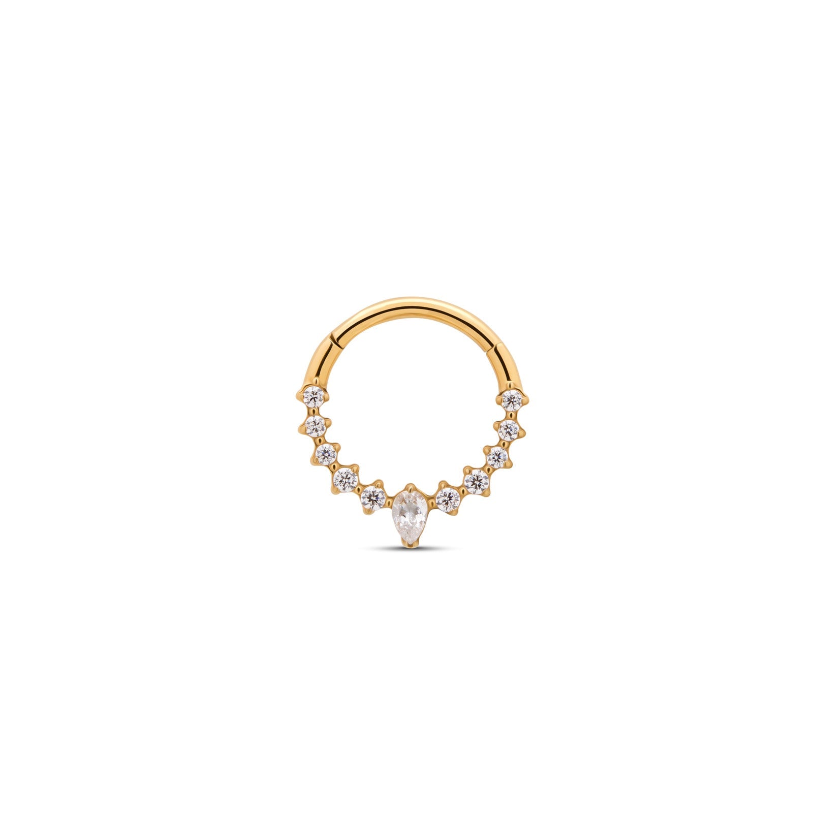 18k V-Gold 11 Jewelled Marquise Hinged Ring