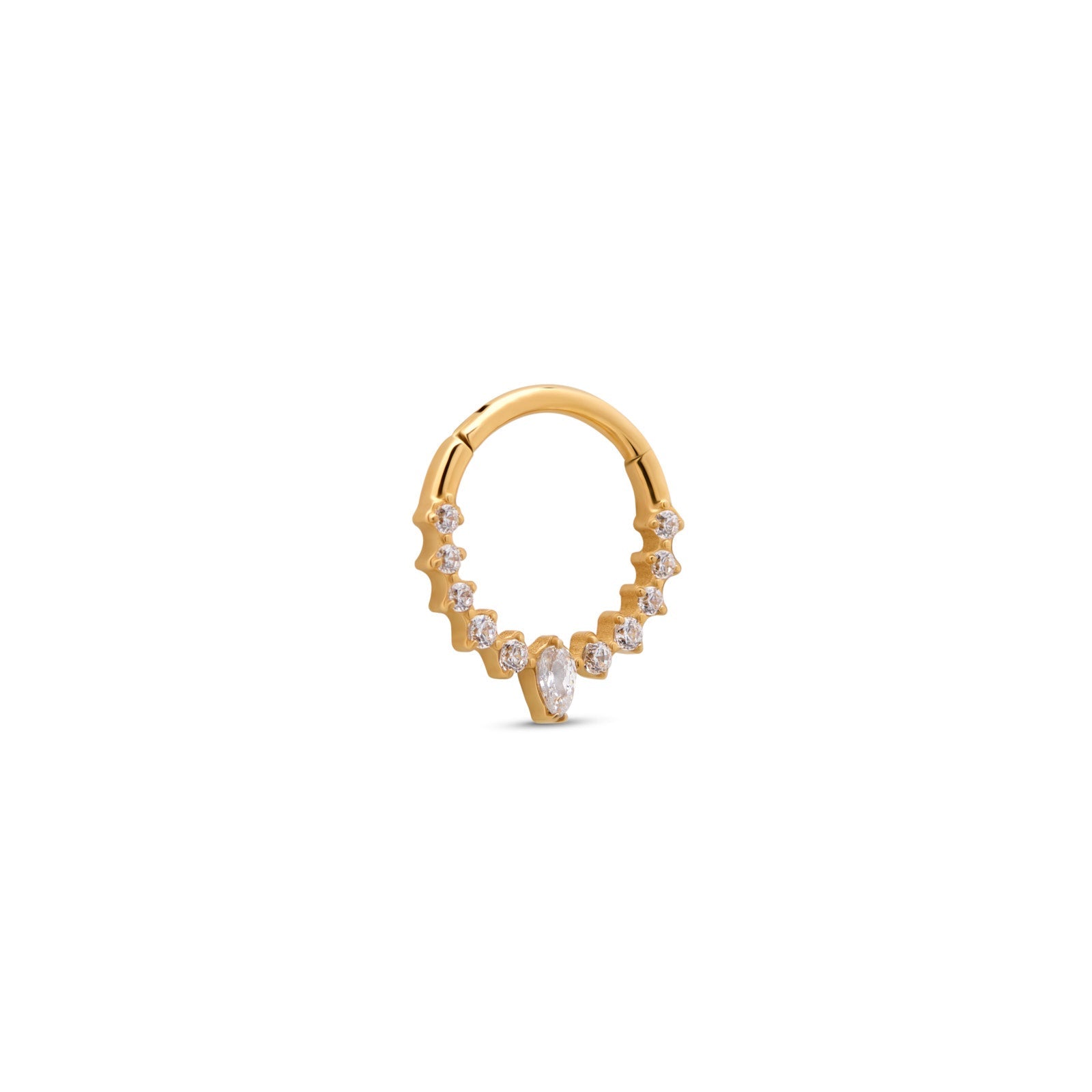 18k V-Gold 11 Jewelled Marquise Hinged Ring