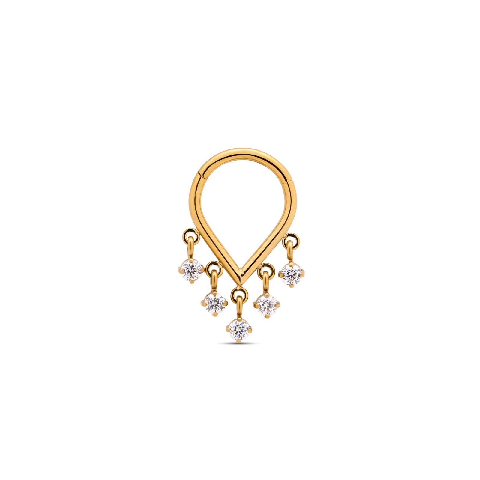 18k V-Gold - Tear Drop Dangle Hinged Ring