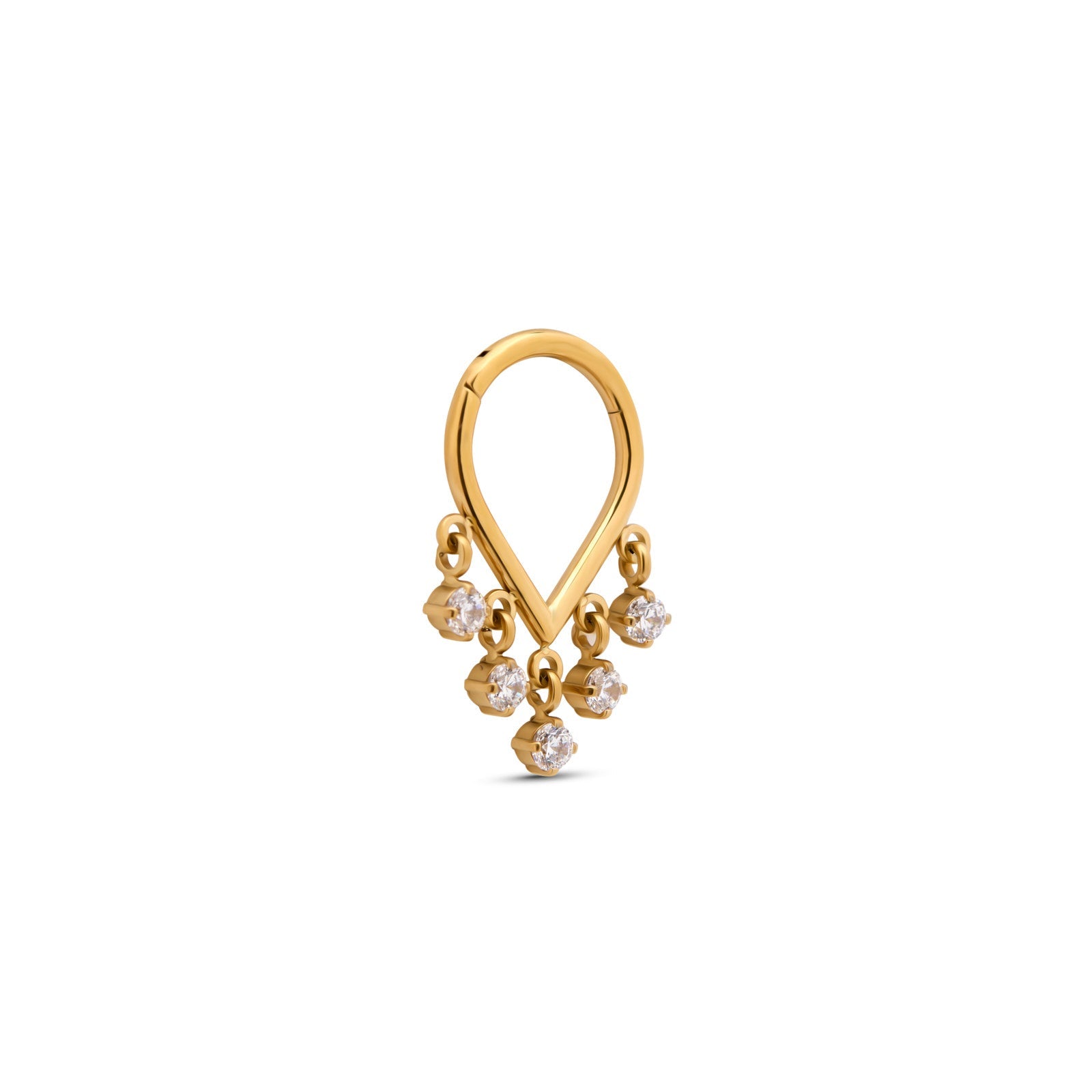18k V-Gold - Tear Drop Dangle Hinged Ring