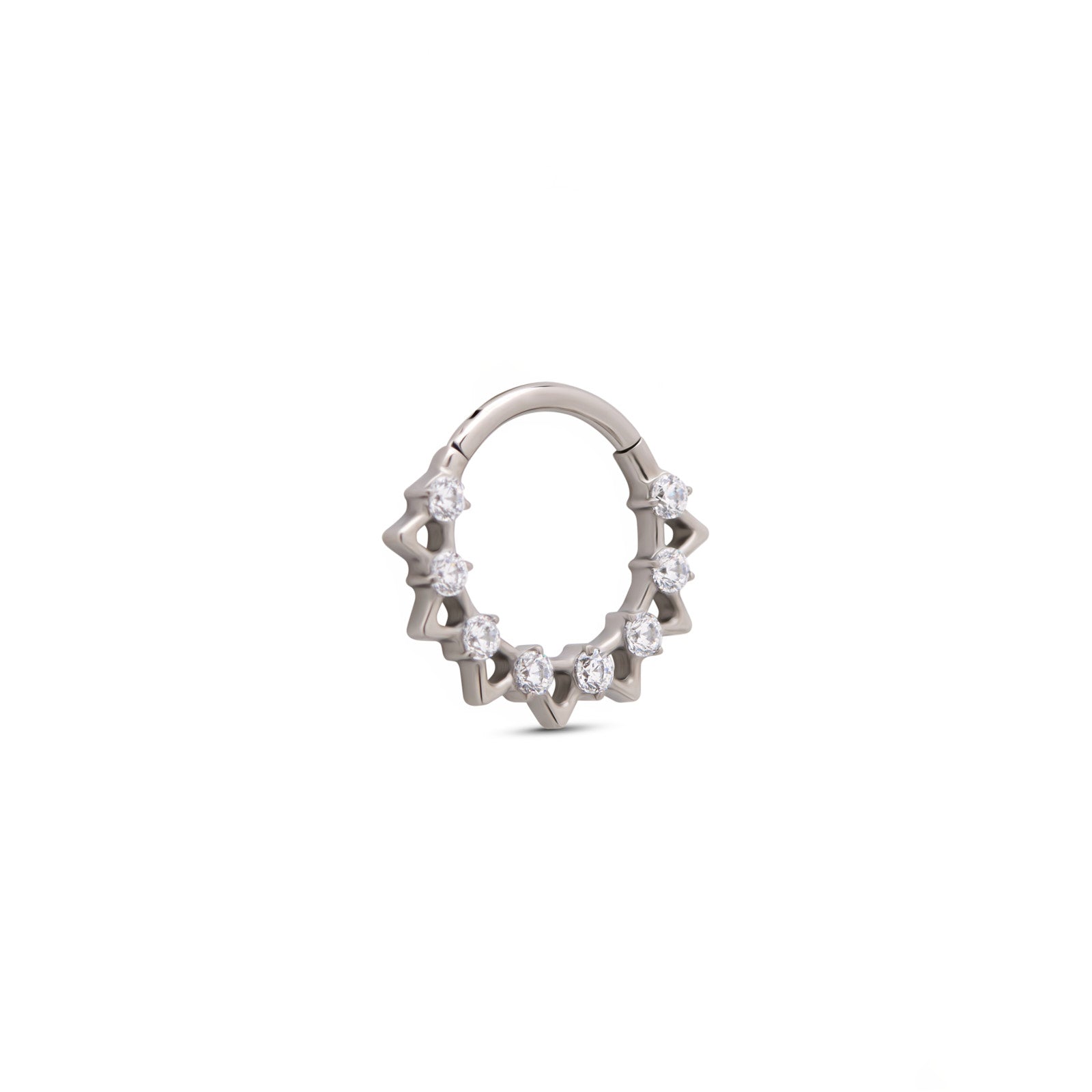 Jewelled Hollow Spike Hinged Ring