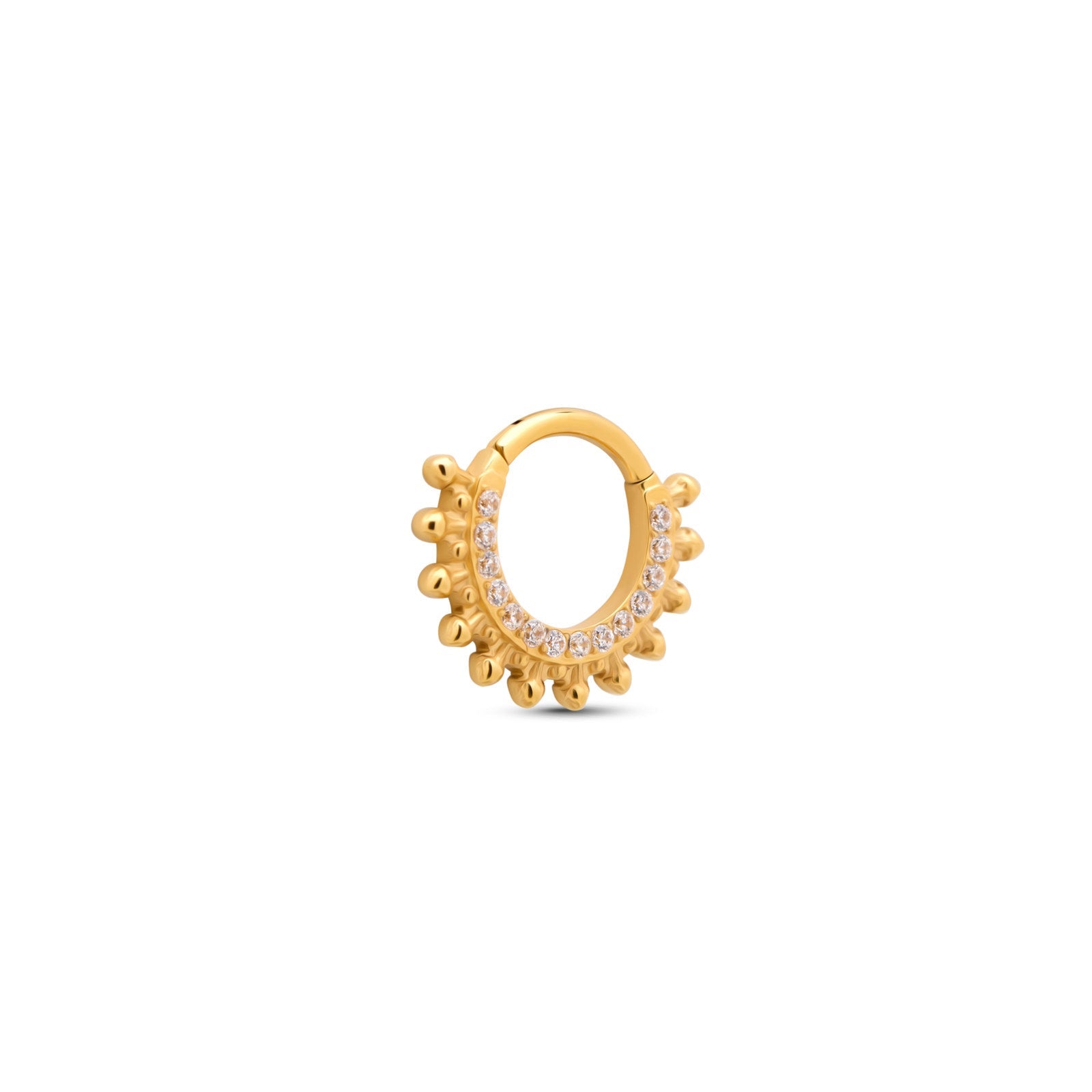 18k V-Gold Jewelled Thick Spike Hinged Ring