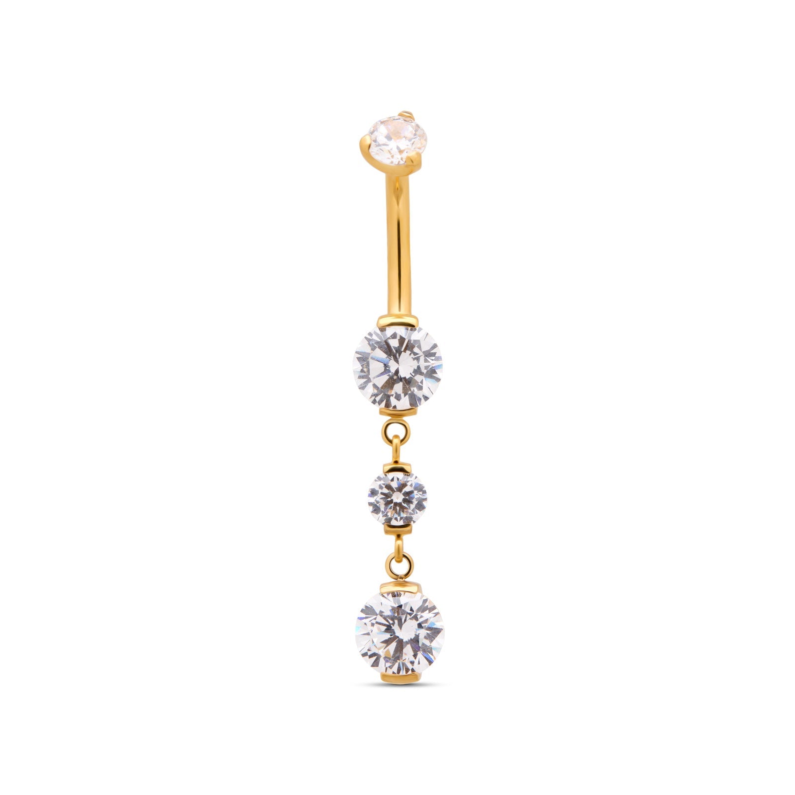 18k V-Gold - 2 Drop Navel Bar