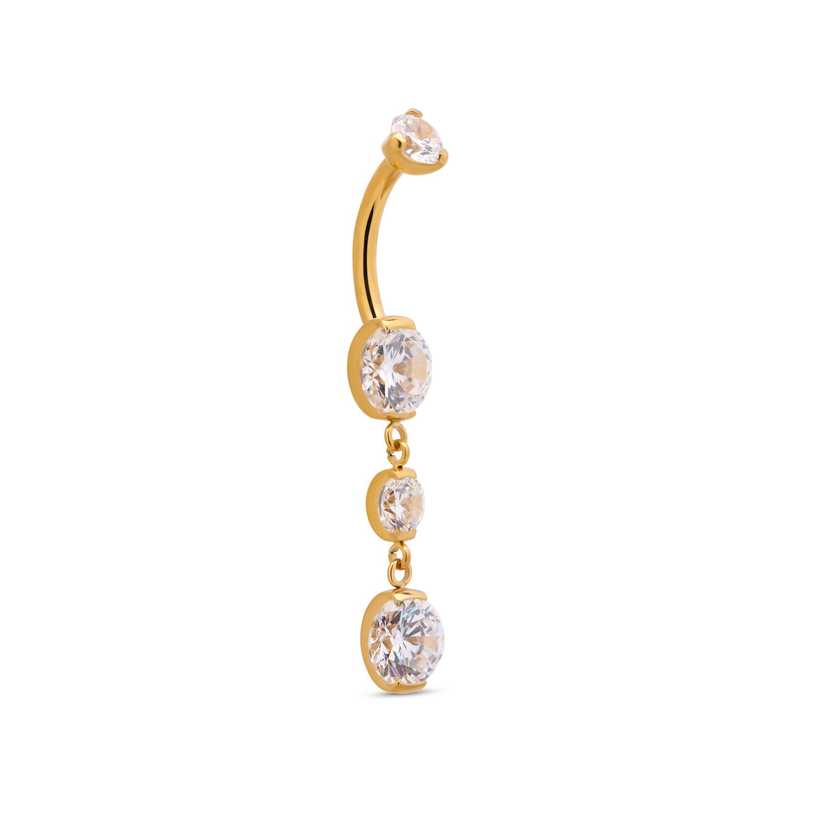 18k V-Gold - 2 Drop Navel Bar