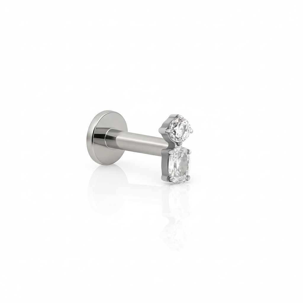Jewel Oval Stone with Round Stone Flatback