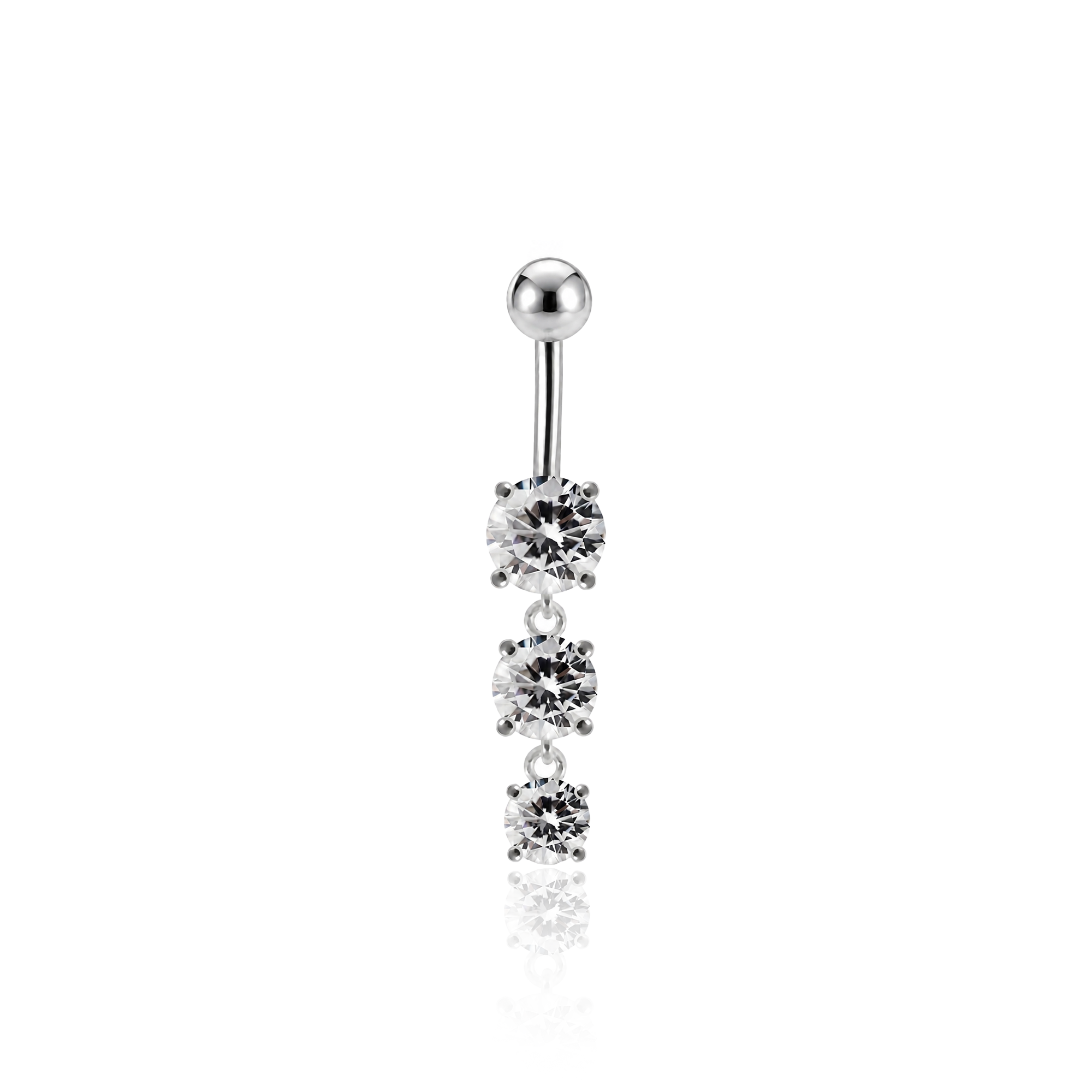 Three Round Stone Navel Bar