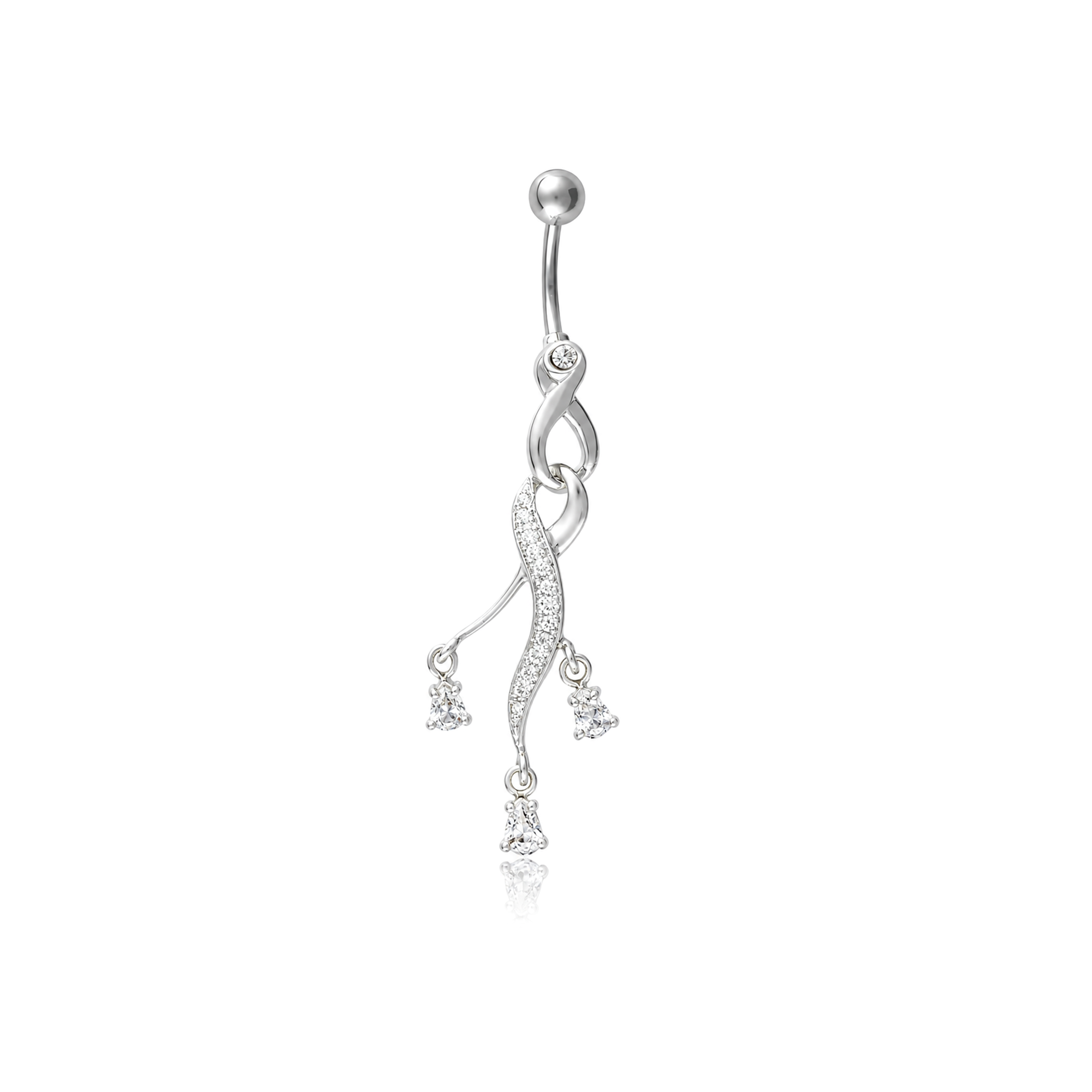 Jewelled Swirl Dangle Navel Bar