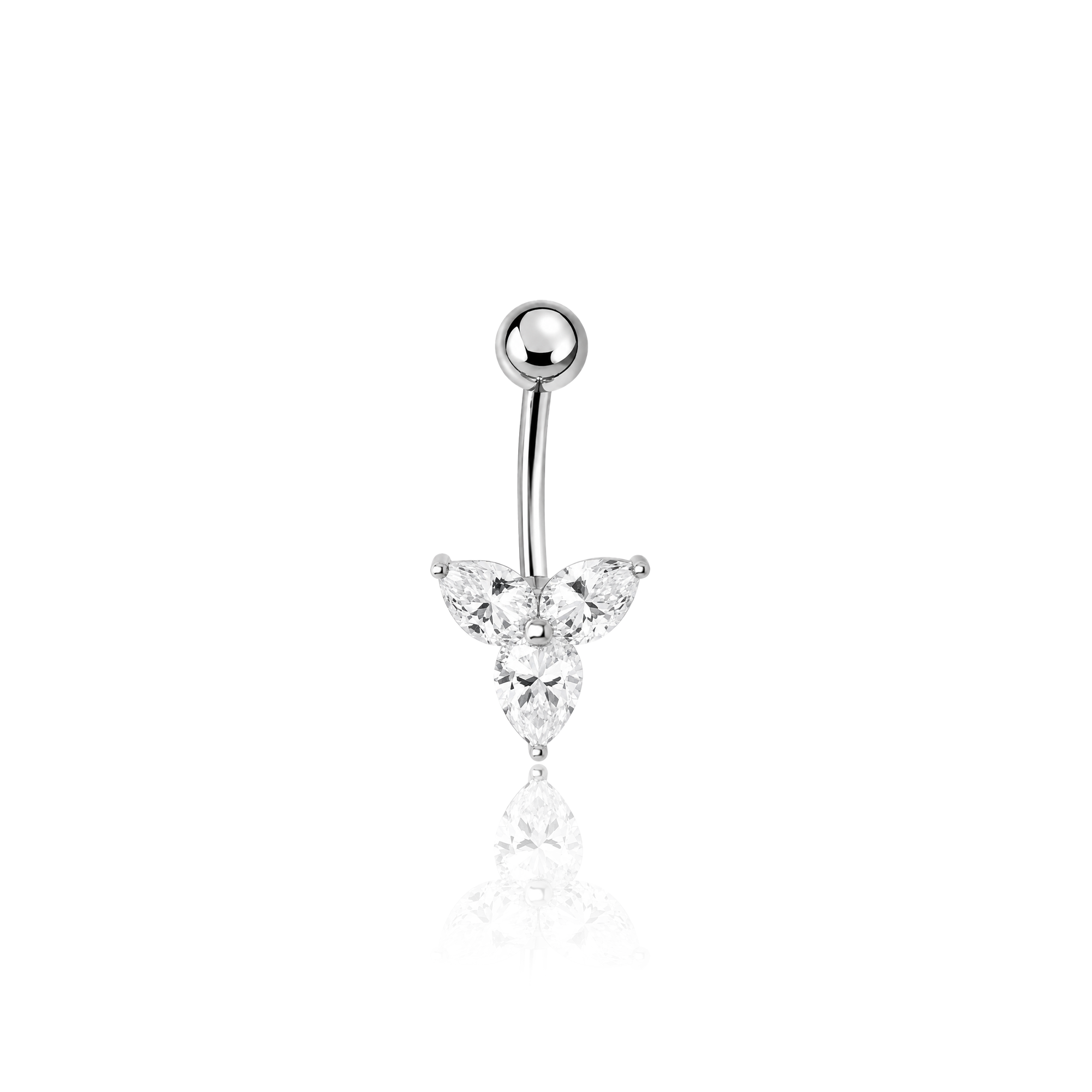 Triple Tear Stone Navel Bar