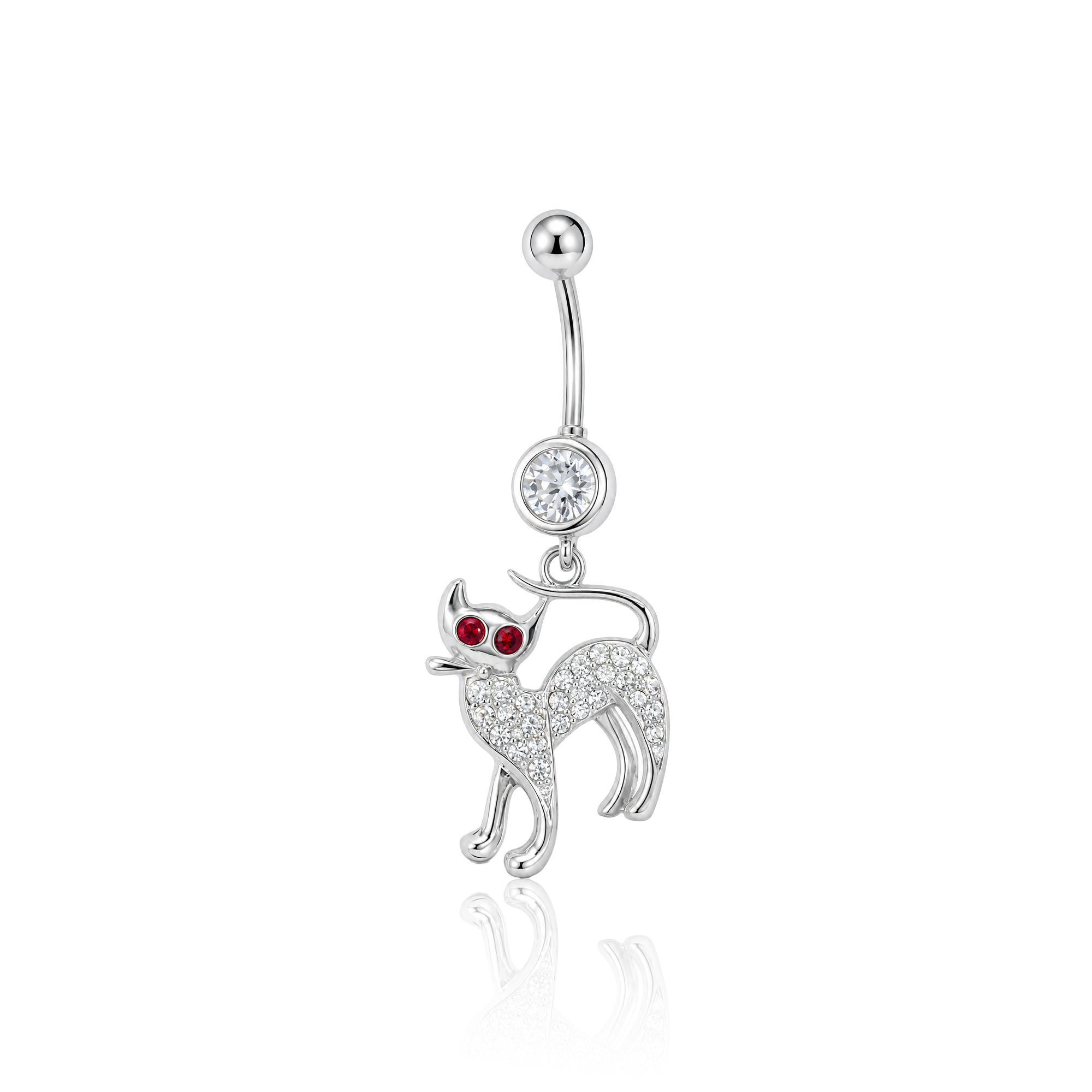 Jewelled Cat Navel Bar