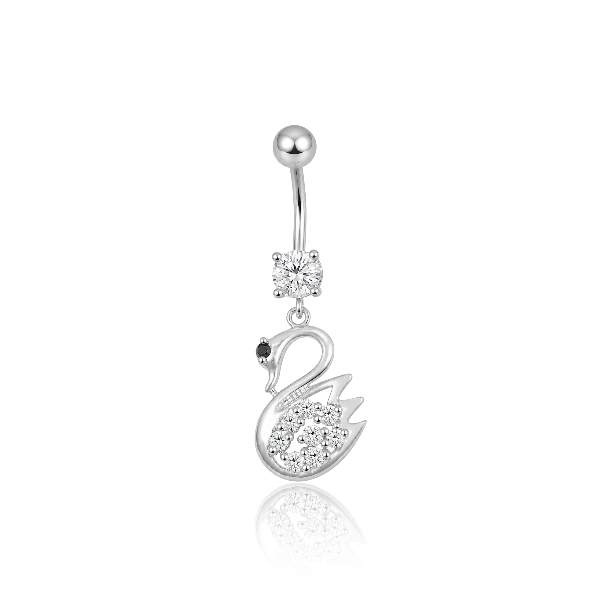 Jewelled Swan Navel Bar