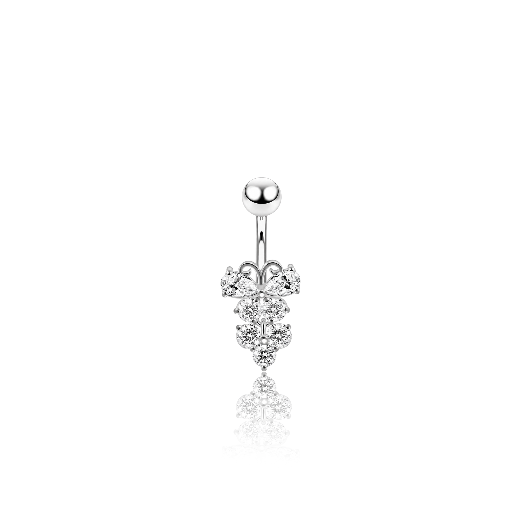 Butterfly with Dangle Trio Navel Bar