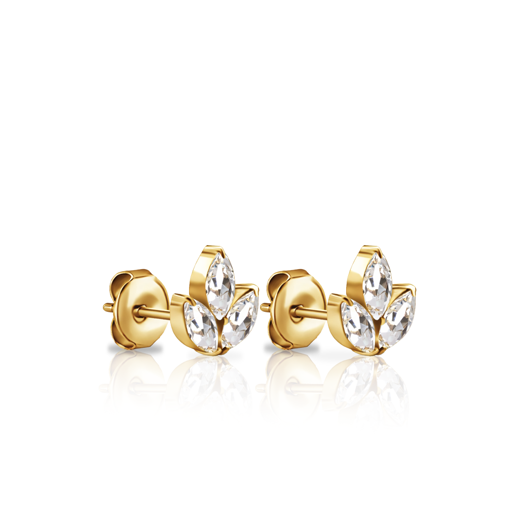 V-Gold Marquise Earrings - Pair