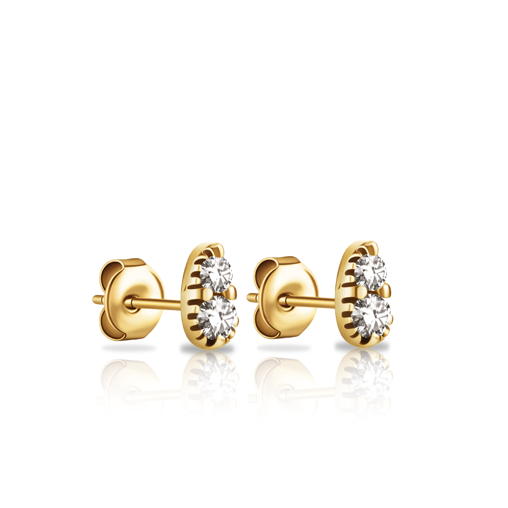 V-Gold Jewelled Pear Earrings - Pair