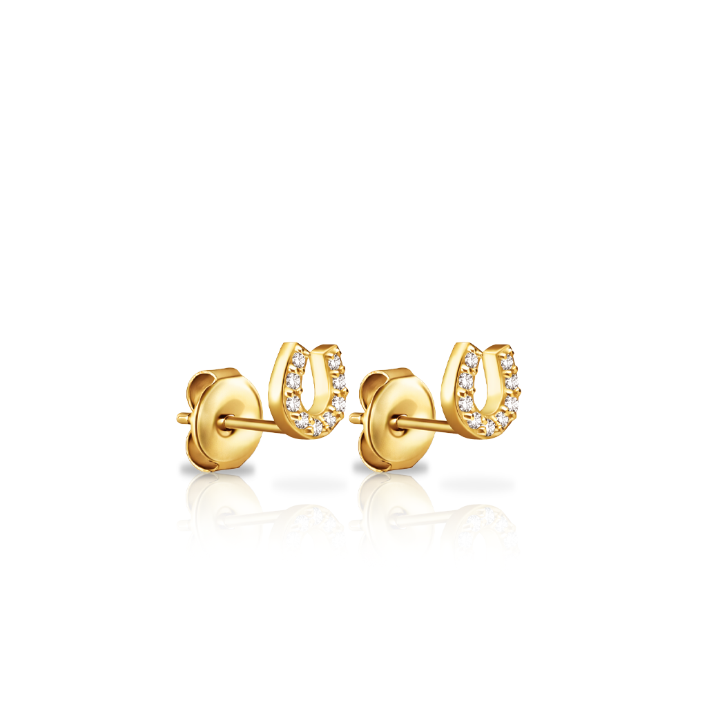 V-Gold Horseshoe Earrings - Pair
