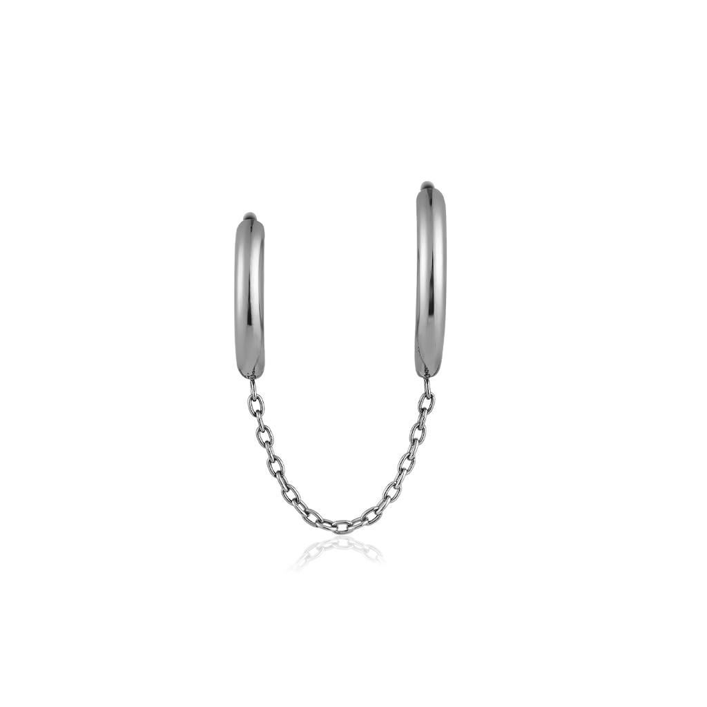 Titanium Double Hoop Chain Earring