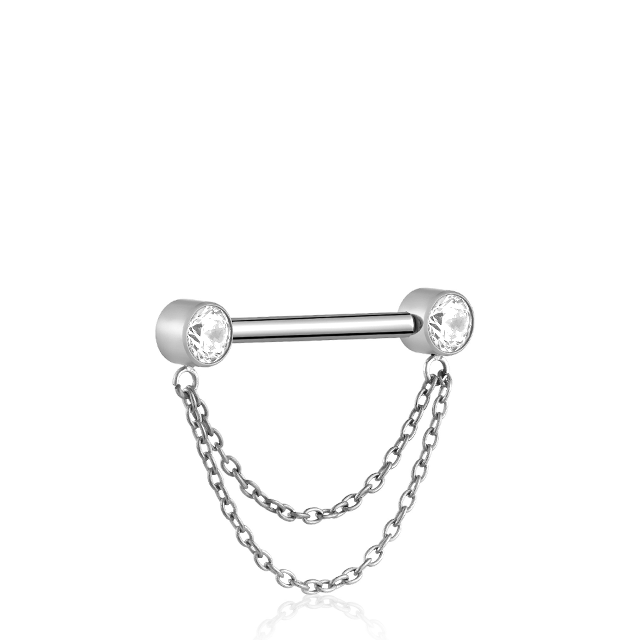 Crystal with Chain Double Nipple Bar