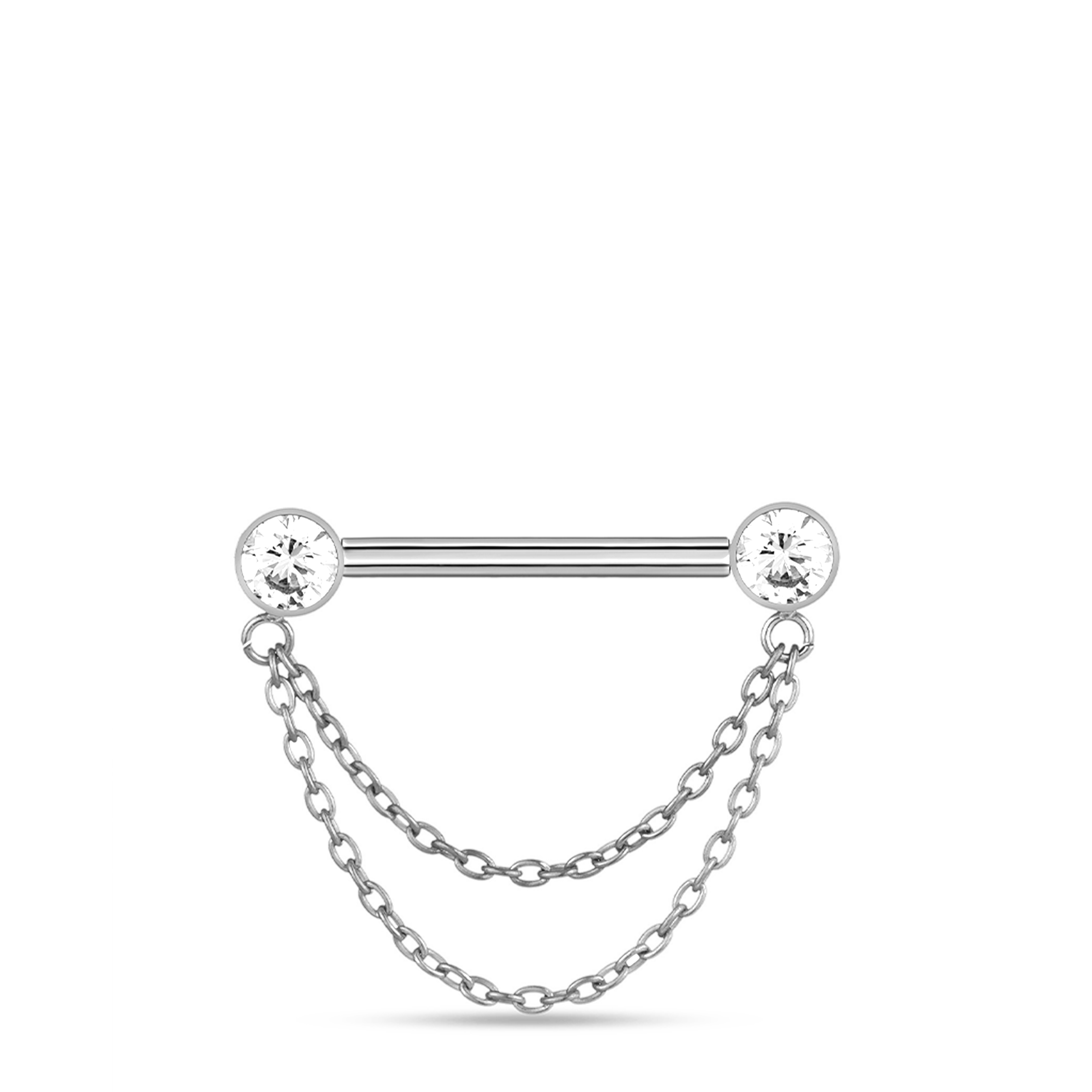 Crystal with Chain Double Nipple Bar