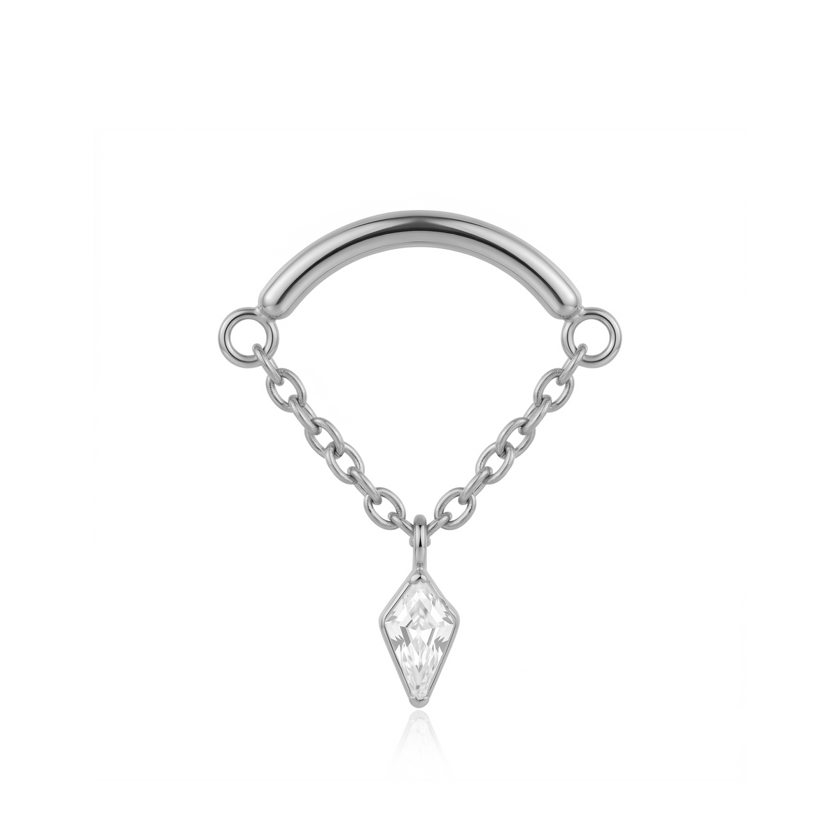 Curved Bar Chain with Diamond Shape Crystal Flatback
