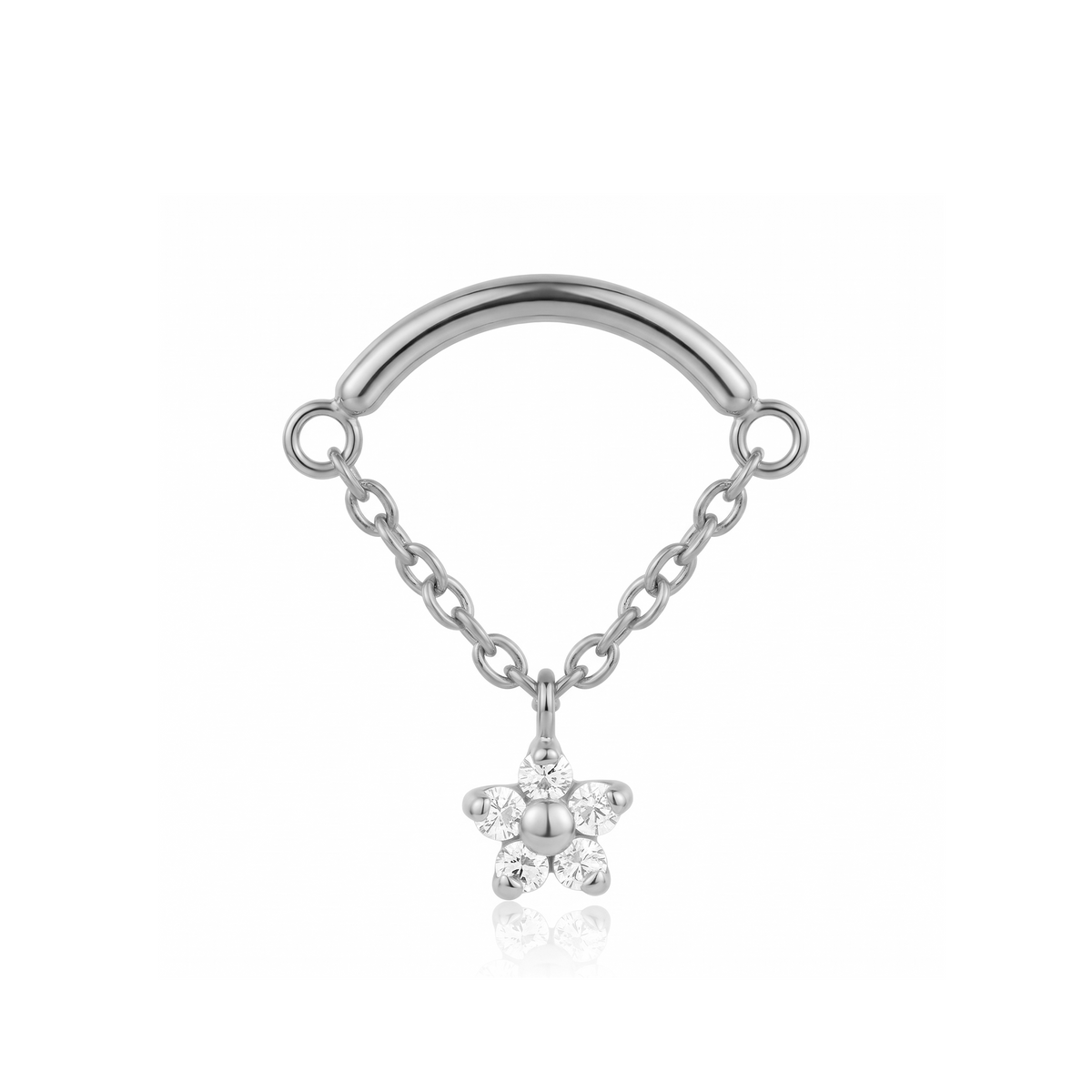 Curved Bar Chain with a Flower Flatback
