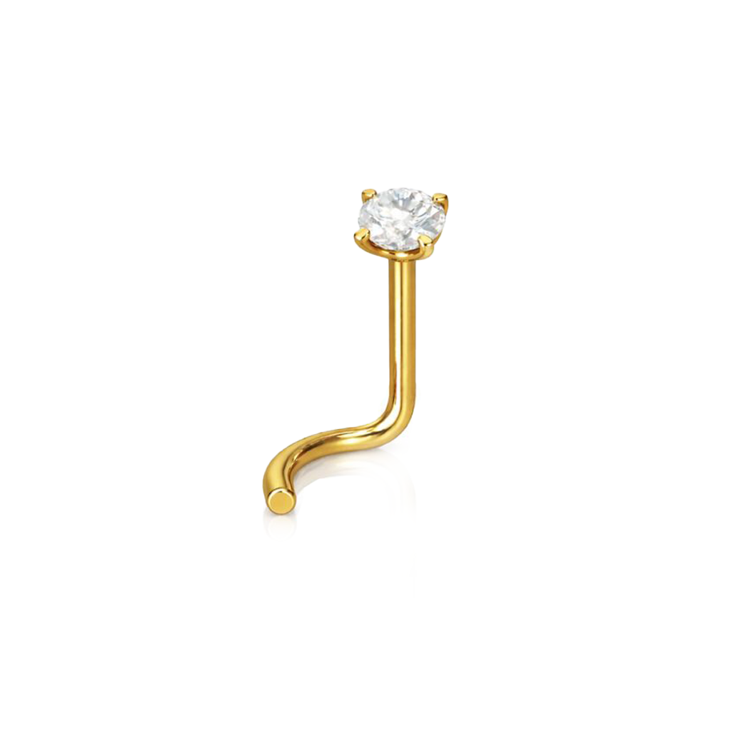 V-Gold Jewelled Claw Nose Stud