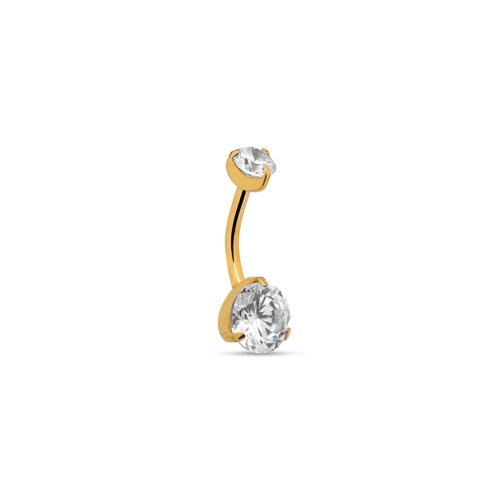 18k V-Gold Prong Set Navel Bar