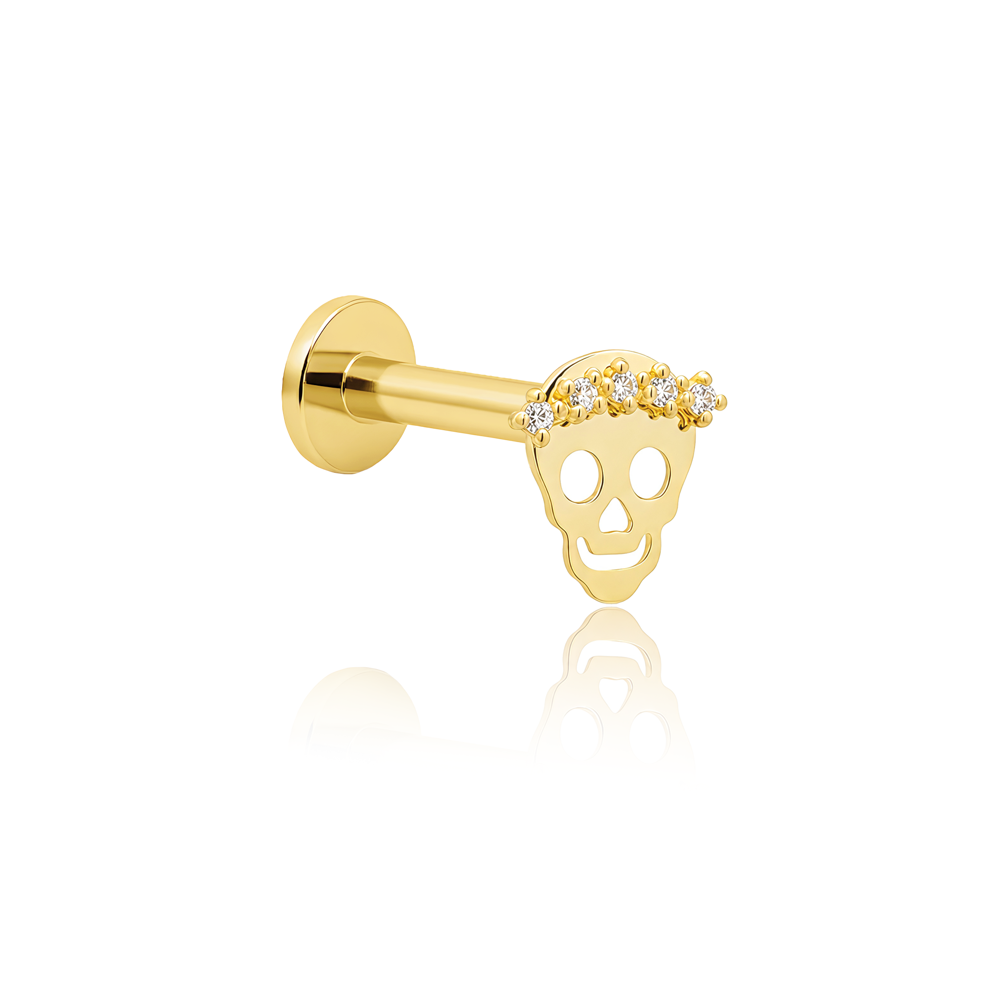 14kt Gold Flatback - Skull With Daisies