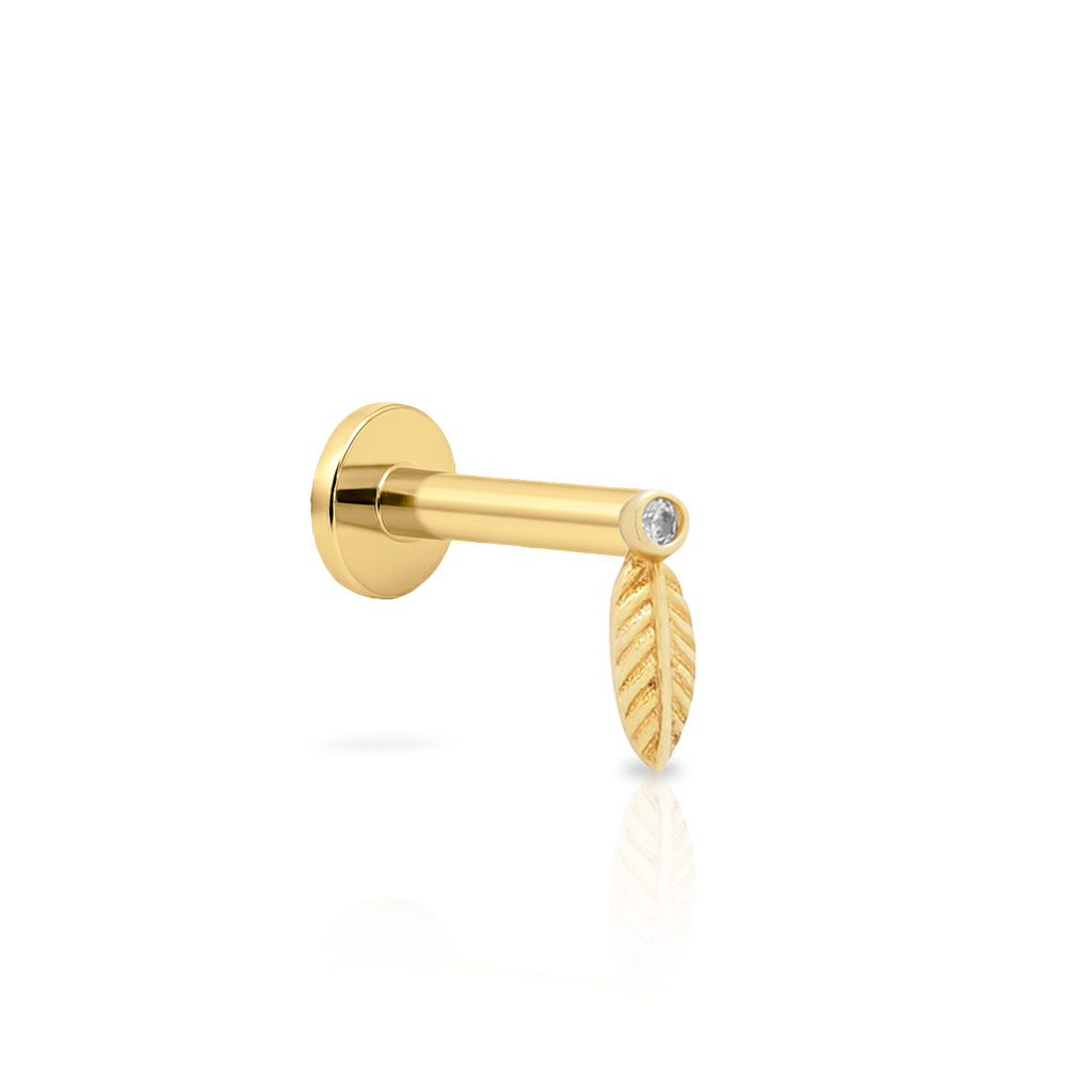 14kt Gold Flatback - Feather