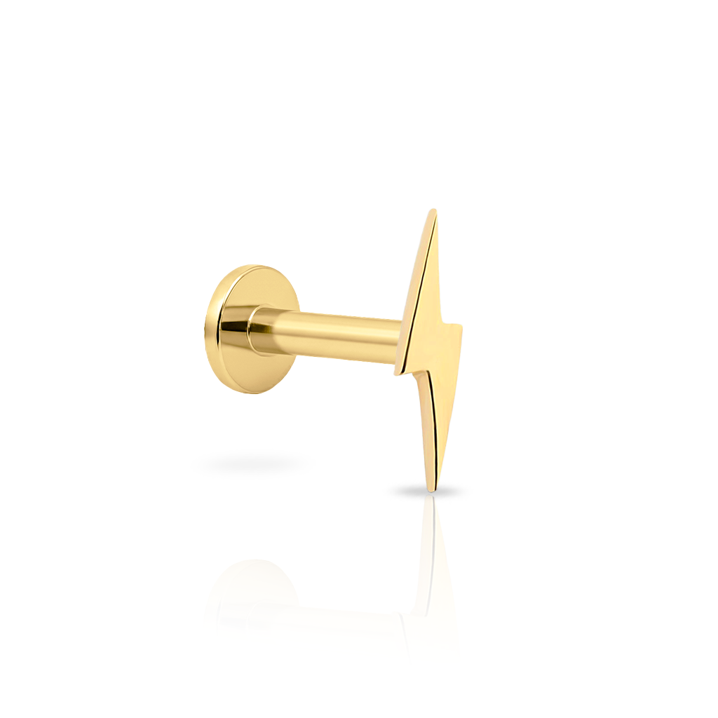 14kt Gold Flatback - Lightning Bolt