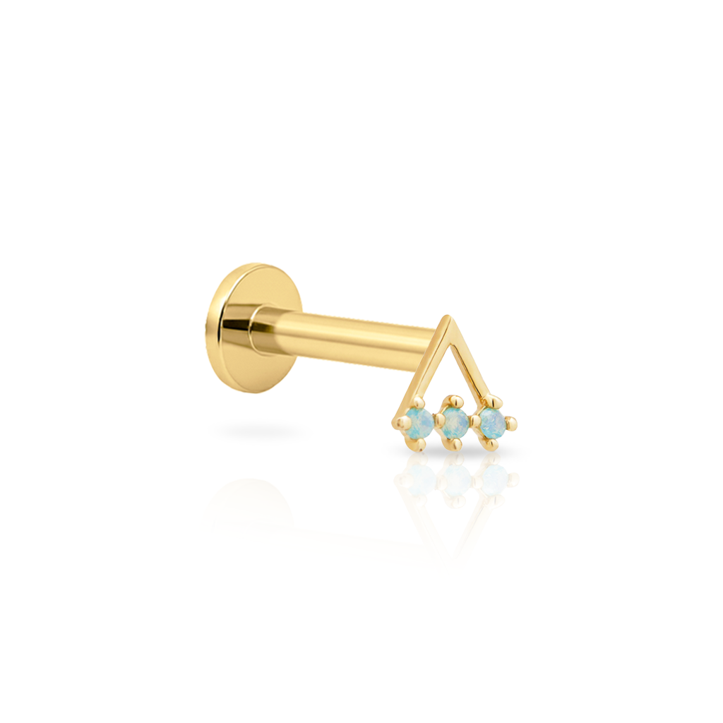 14kt Gold Flatback - Green Opal Trio