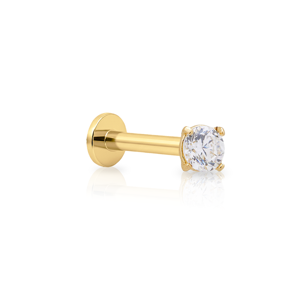 14kt Gold Flatback - Prong Set 3mm CZ Stone