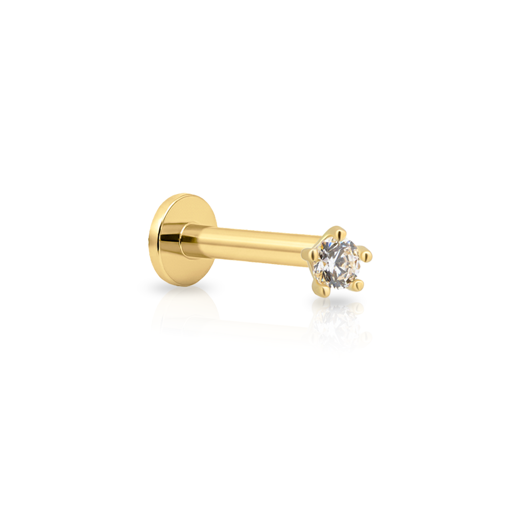 Lab Grown Diamond - 14kt Gold Flatback - Round with 5 beads