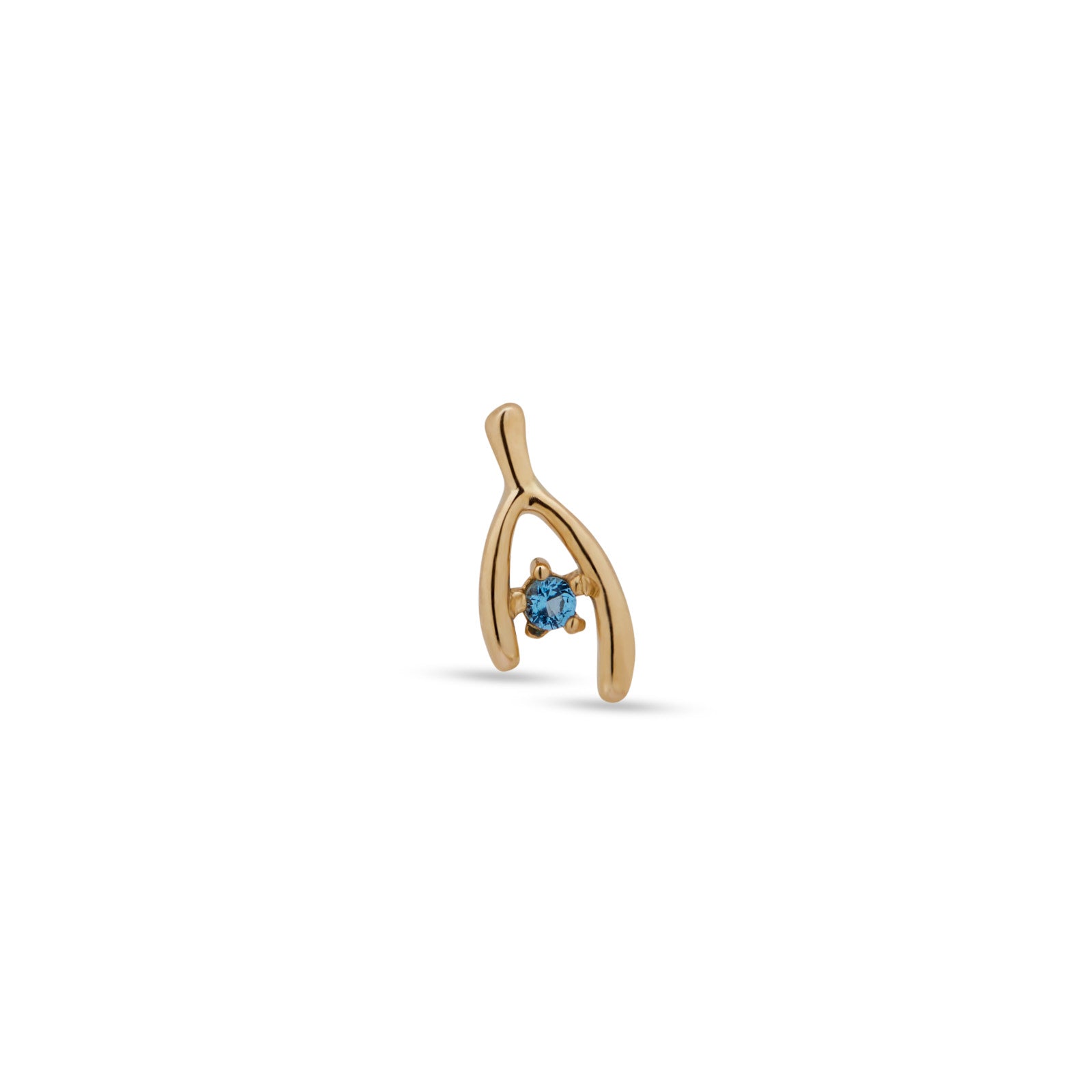14kt Gold Flatback - Wishbone With Jewel CZ