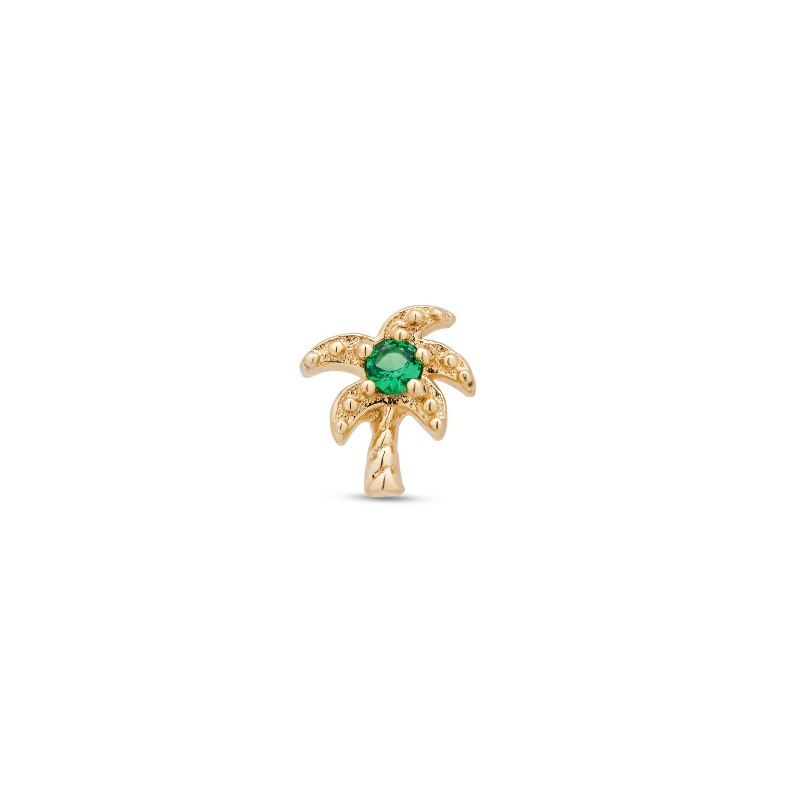 14kt Gold Flatback - Palm Tree with Green Jewel