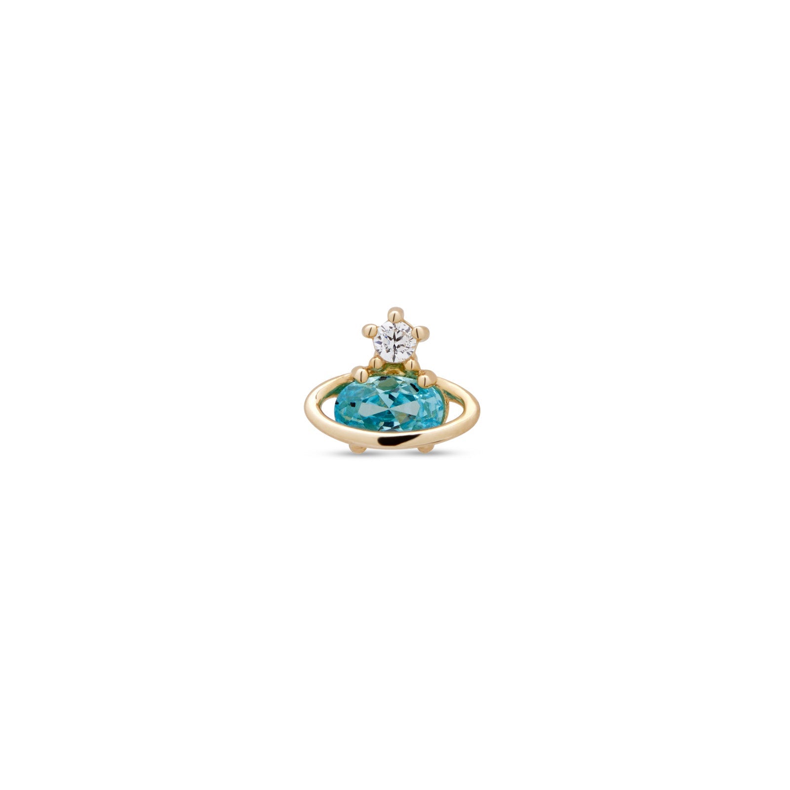 14kt Gold Flatback - Aqua Planet