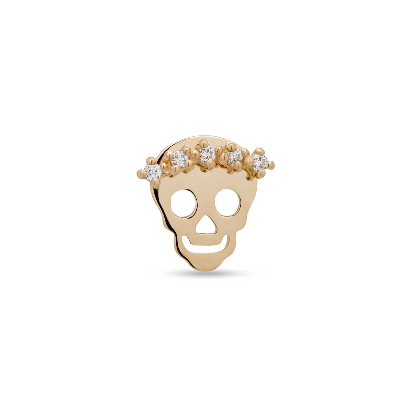 14kt Gold Flatback - Skull With Daisies