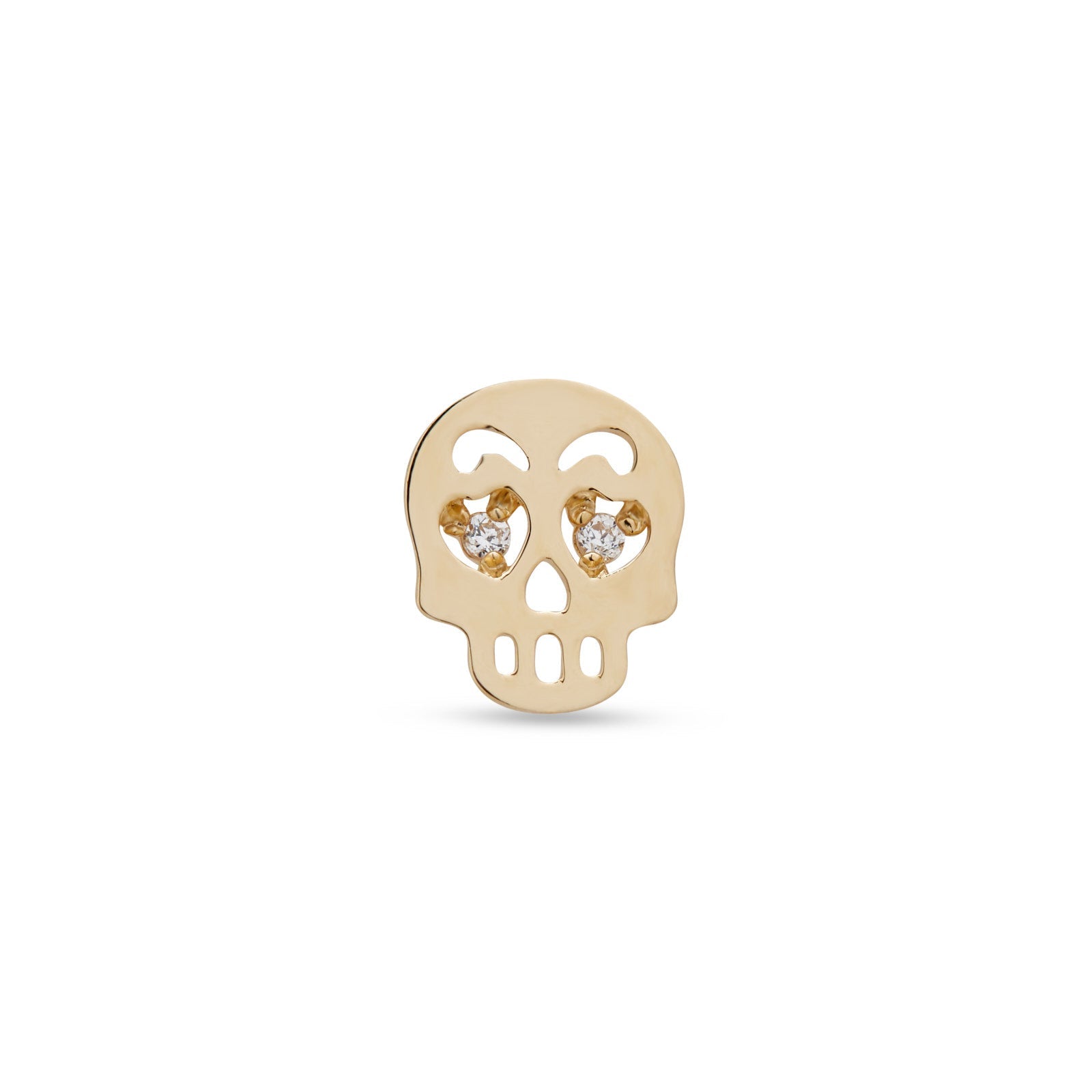 14kt Gold Flatback - Skull With Jewel Eyes