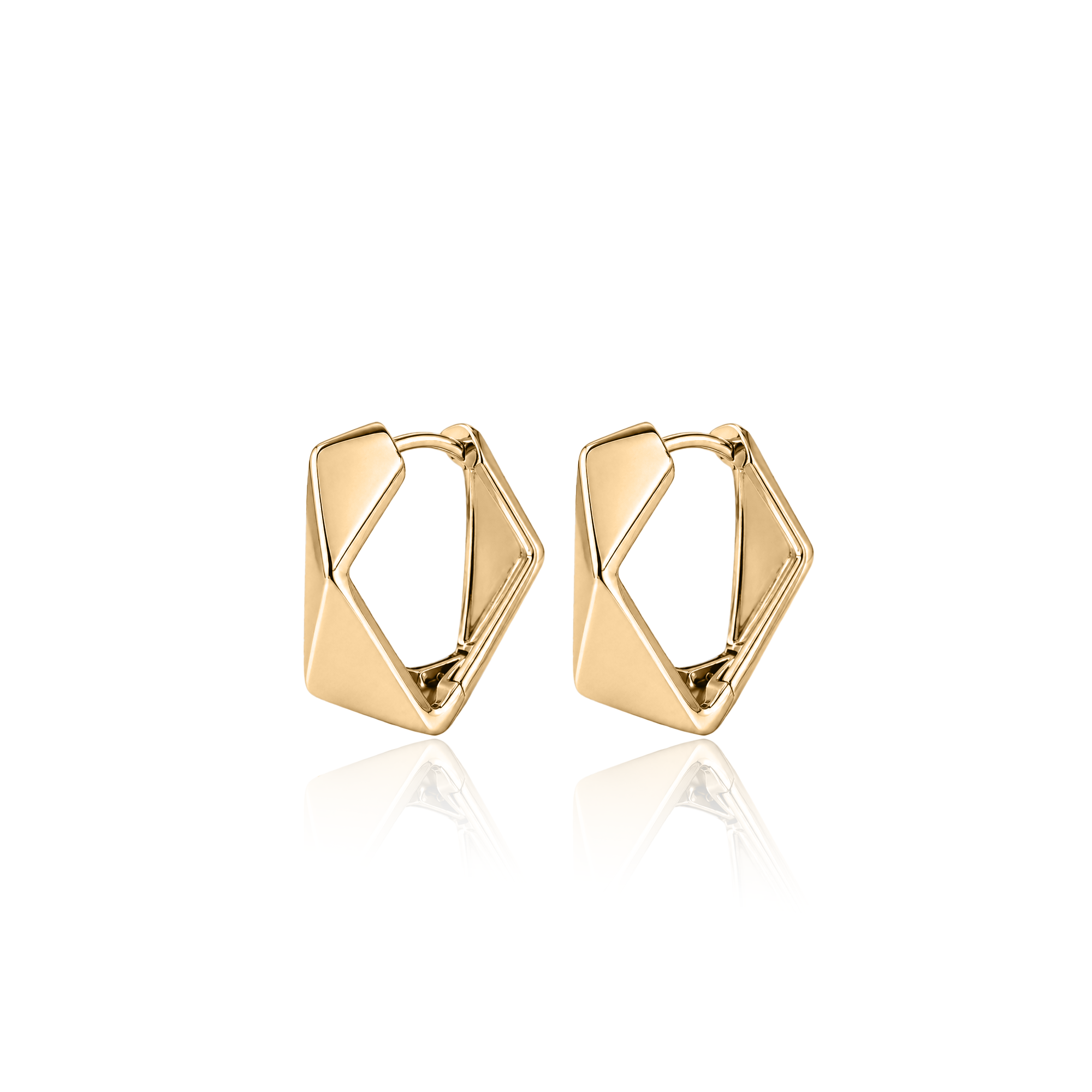 18k V-Gold Geo Hoop Earrings - Pair