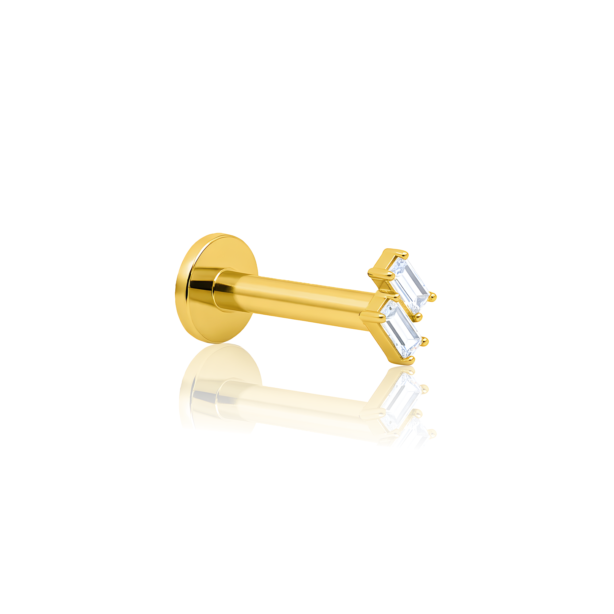 18k V-Gold Dual Baguette Flatback