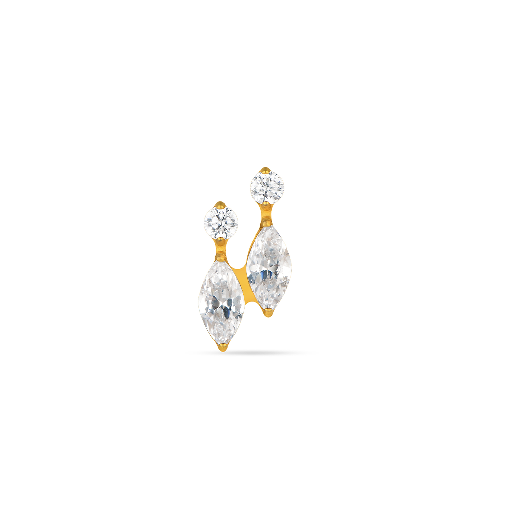 18k V-Gold 2 Marquise w Round Stone Flatback