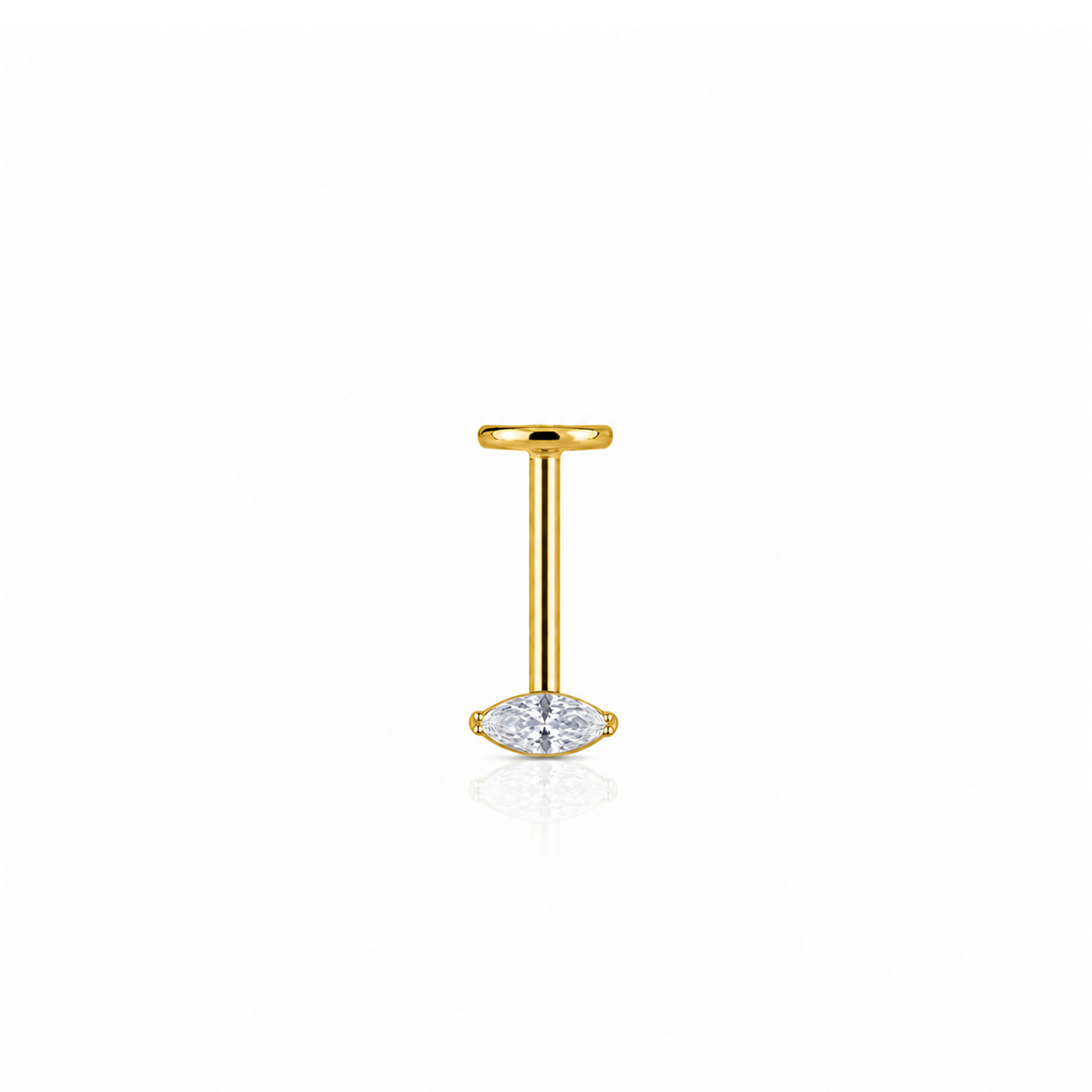 18K V-Gold Marquise Hidden Helix
