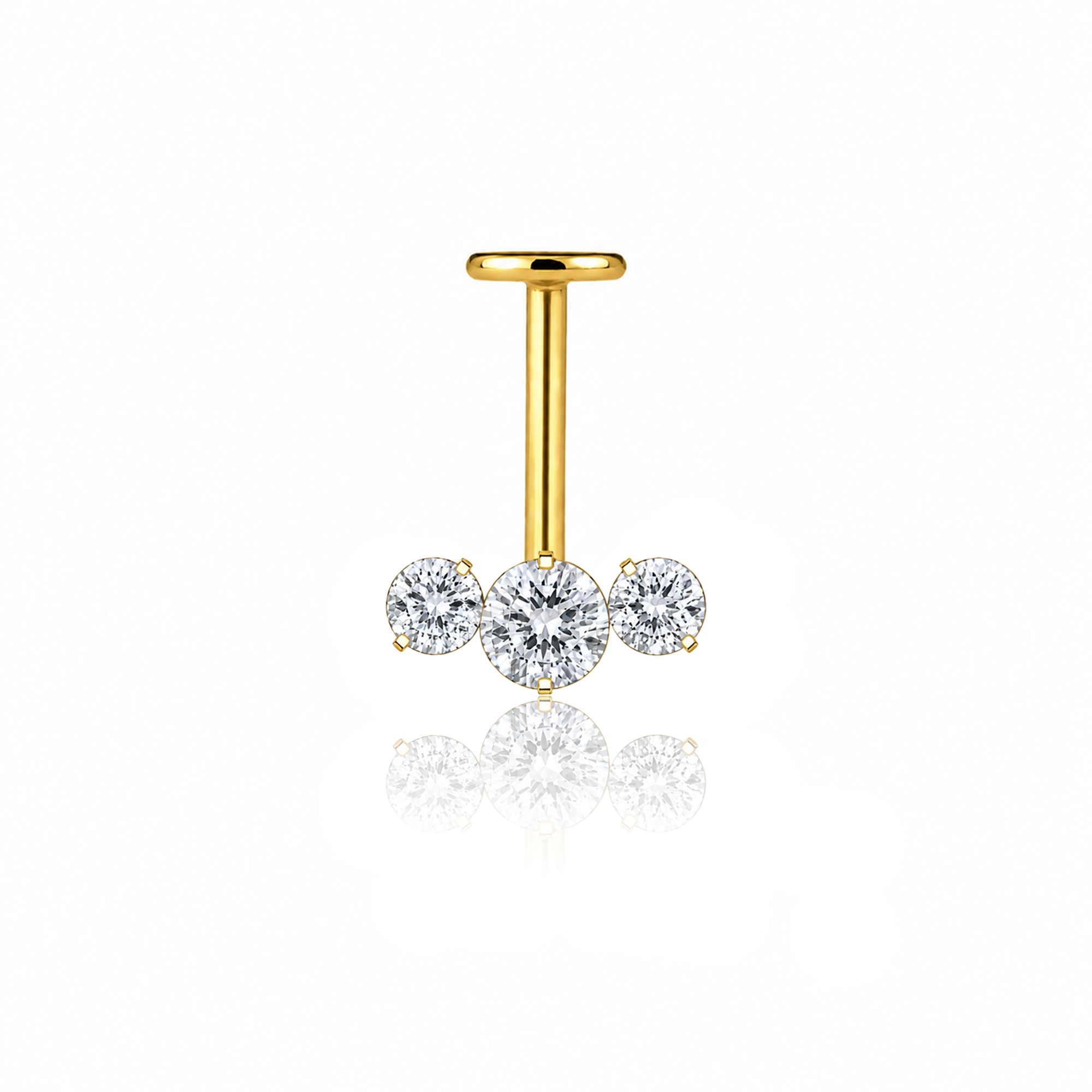 18K V-Gold 3 Stone Hidden Helix