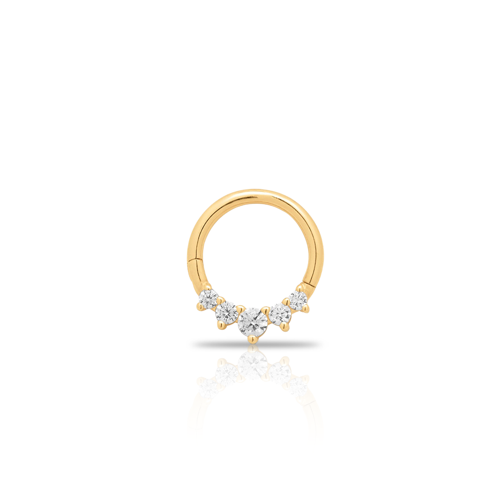 14kt Gold 5 Prong Set Jewel Hinged Ring