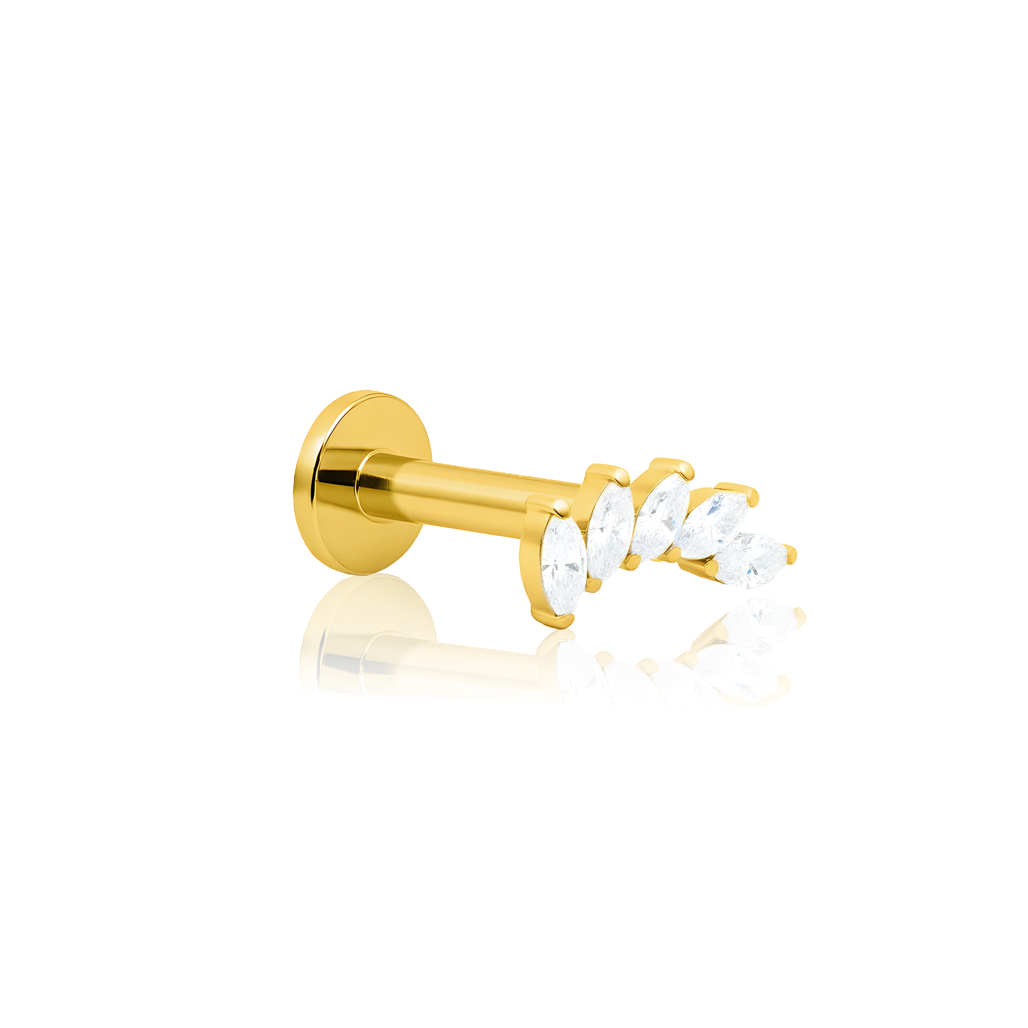 18k V-Gold 5 Marquise Fan Stones Flatback