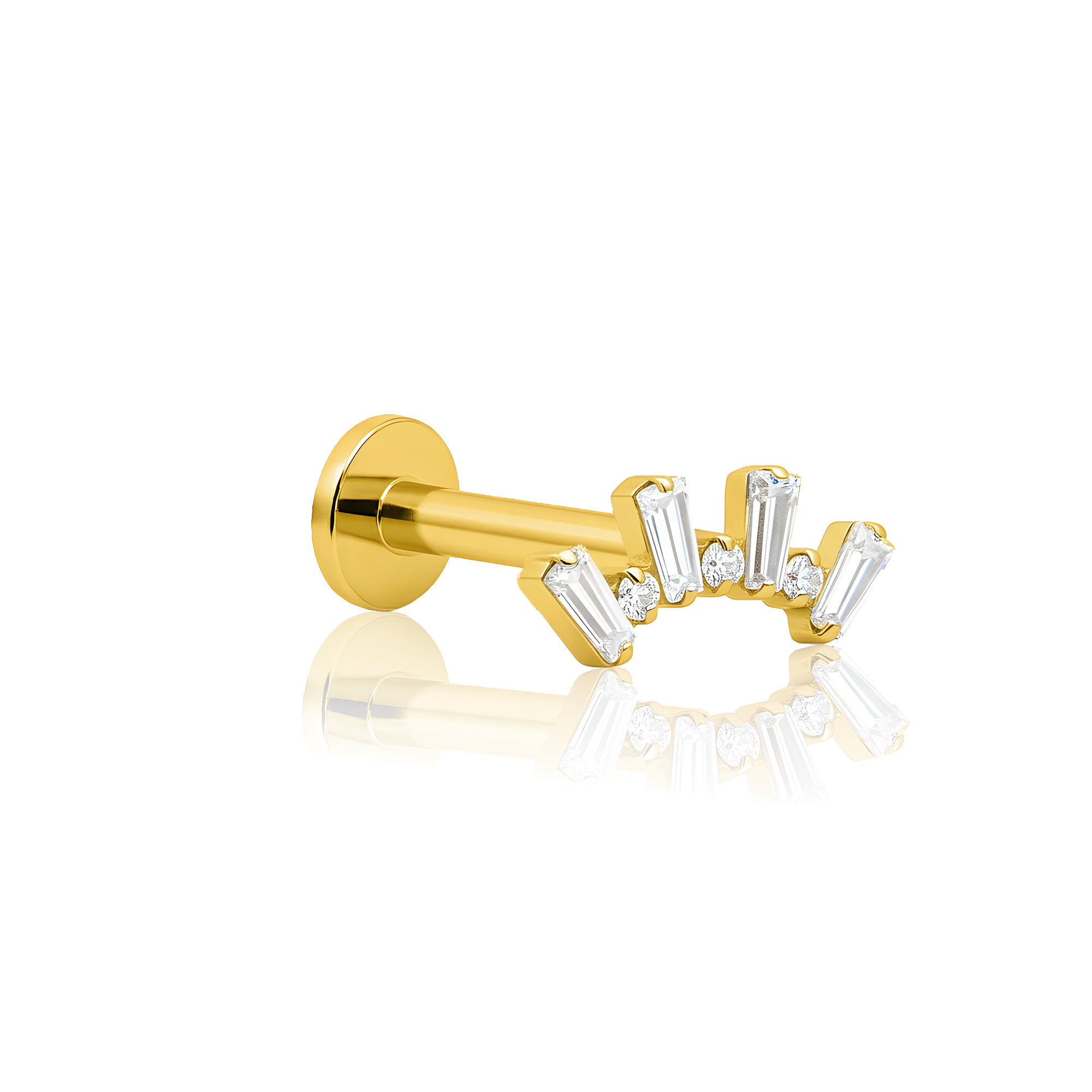 18k V-Gold Baguette and Round Stones Crown Flatback