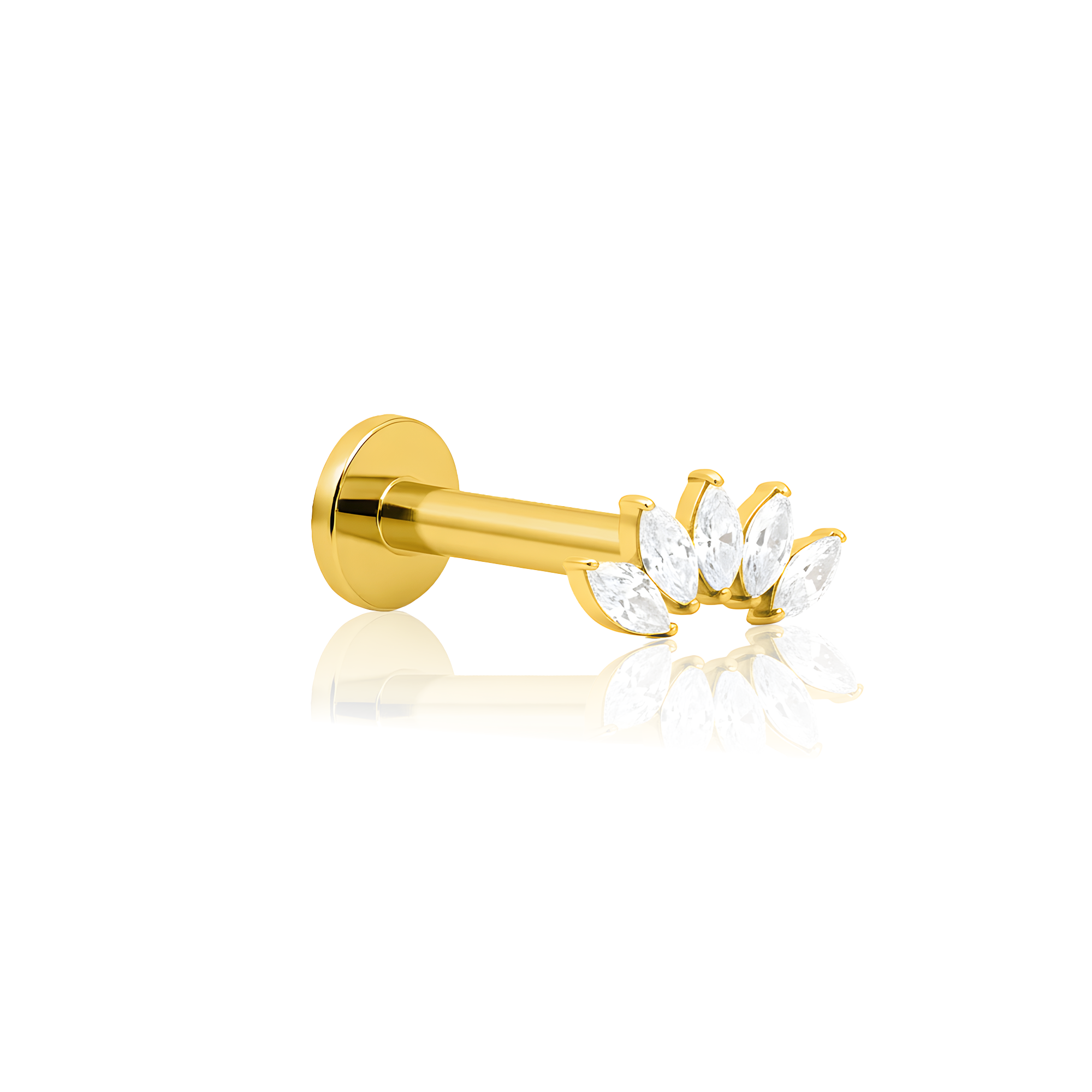 18k V-Gold 5 Ovate Jewelled Prong Set Flatback