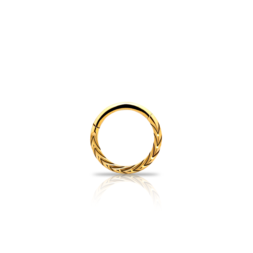 18k V-Gold Carved Hinged Ring